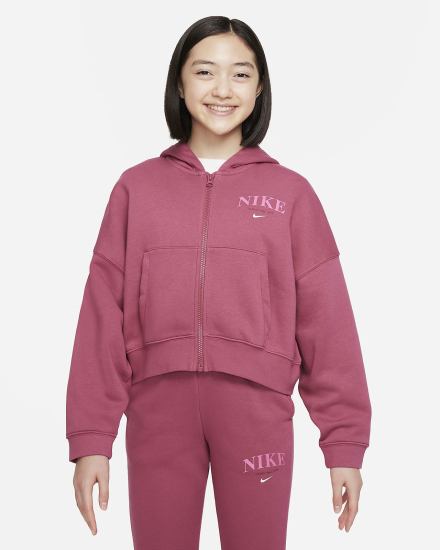 Nike Sportswear Trend Kids Full-Zip Fleece Za Djevojčice Majica S Kapuljačom Roze | HR-16739DCGK