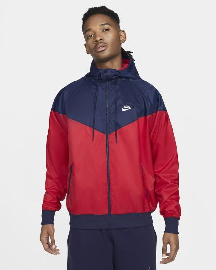 Nike Sportswear Windrunner Hooded Muške Jakne Crvene Tamnoplave Crvene Bijele | HR-48162UDVF