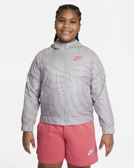 Nike Sportswear Windrunner Kids Full-Zip (Extended Size) Za Djevojčice Jakne Svijetlo Sive Roze Plave | HR-62798MNLZ