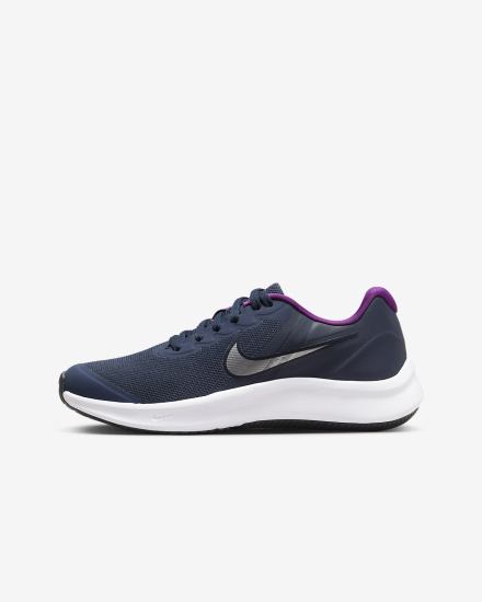 Nike Star Runner 3 Kids Road Za Djevojčice Tenisiće Tamnoplave Ljubičaste Metalne Srebrne | HR-08971EJKU