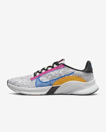 Nike SuperRep Go 3 Next Nature Flyknit Muške Cipele Za Trening Svijetlo Sive Bijele Zlatne Plave | HR-80312HZDG