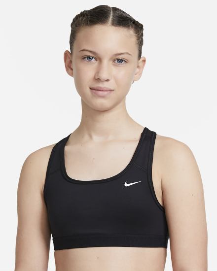 Nike Swoosh Kids Za Djevojčice Sportski Grudnjak Crne Bijele | HR-25640GOWI