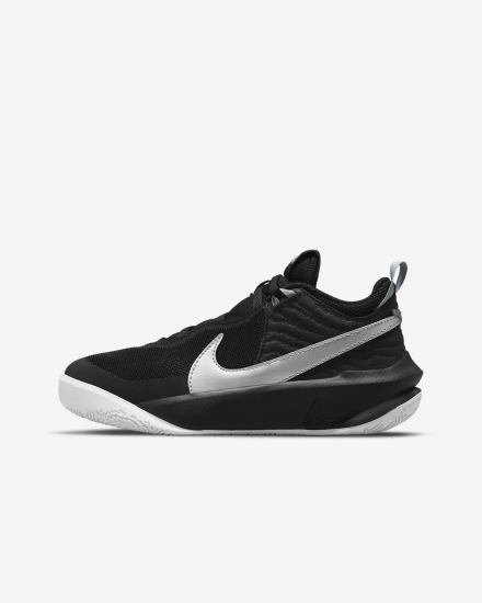 Nike Team Hustle D 10 Kids Za Djevojčice Košarkaške Cipele Crne Bijele Metalne Srebrne | HR-30857KDEU