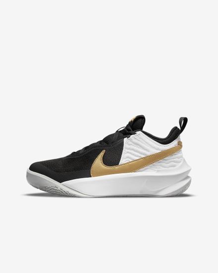 Nike Team Hustle D 10 Kids Za Djevojčice Košarkaške Cipele Crne Bijele Metalne Zlatne | HR-35760TESH