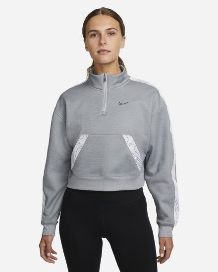 Nike Therma-FIT 1/2-Zip Training Top Ženske Pulover Sive Bijele Crne | HR-43928LQXN