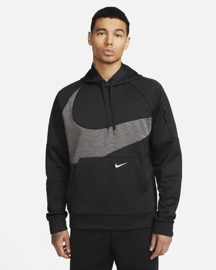 Nike Therma-FIT Fitness Muške Majica S Kapuljačom Crne Sive Bijele | HR-71425YJAI