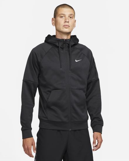 Nike Therma-FIT Full-Zip Fitness Muške Majica S Kapuljačom Crne Bijele | HR-09715LJTZ