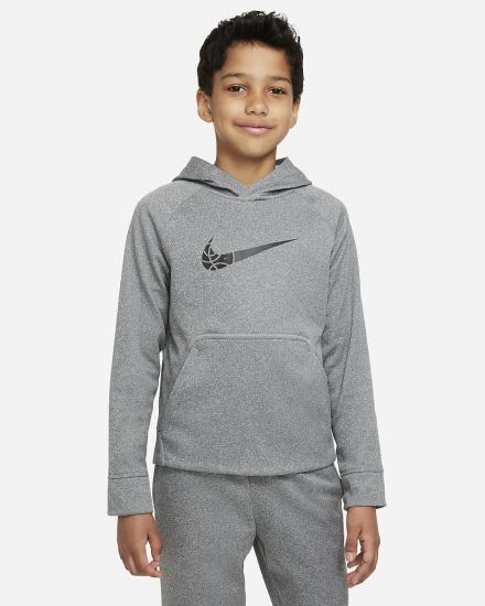 Nike Therma-FIT Kids Basketball Za Dječake Majica S Kapuljačom Tamno Sive Crne | HR-46701ZBIU