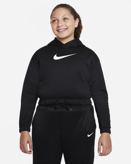 Nike Therma-FIT Kids (Extended Size) Za Djevojčice Majica S Kapuljačom Crne Bijele | HR-19726RVTK