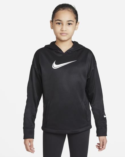 Nike Therma-FIT Kids Training Za Djevojčice Majica S Kapuljačom Crne Bijele | HR-29035NMBZ