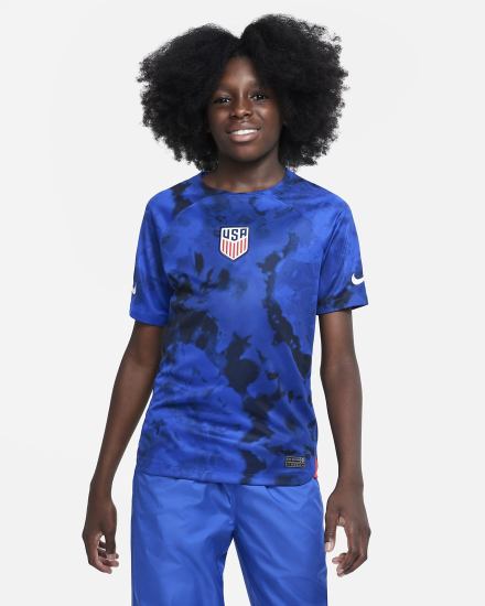 Nike U.S. 2022/23 Stadium Away Kids Dri-FIT Soccer Za Djevojčice Dres Svijetlo Plave Bijele | HR-04632MQFC