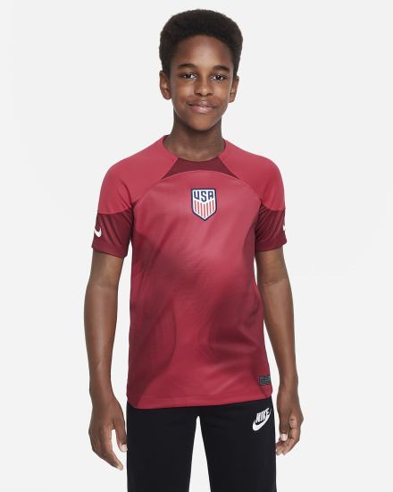 Nike U.S. 2022/23 Stadium Goalkeeper Kids Dri-FIT Short-Sleeve Soccer Za Dječake Dres Crvene Bijele | HR-08537YEKD