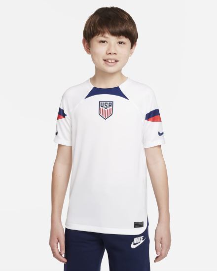 Nike U.S. 2022/23 Stadium Home Kids Dri-FIT Soccer Za Dječake Dres Bijele Plave | HR-27538VXTZ