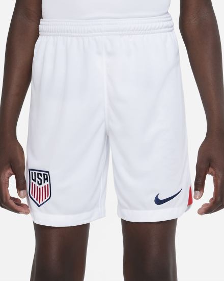 Nike U.S. 2022/23 Stadium Home Kids Dri-FIT Soccer Za Djevojčice Kratke Hlače Bijele Crvene Plave | HR-49810GNYW