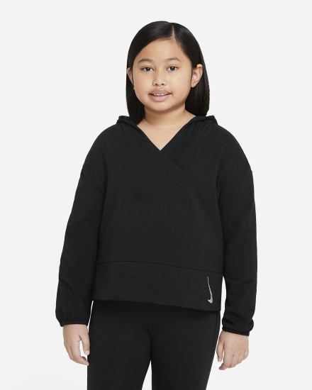 Nike Yoga Kids Fleece (Extended Size) Za Djevojčice Majica S Kapuljačom Crne | HR-64587XEMG