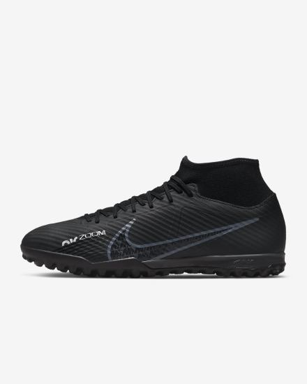 Nike Zoom Mercurial Superfly 9 Academy TF Turf Muške Nogometne Tenisice Crne Bijele Tamno Sive | HR-67852EOGH